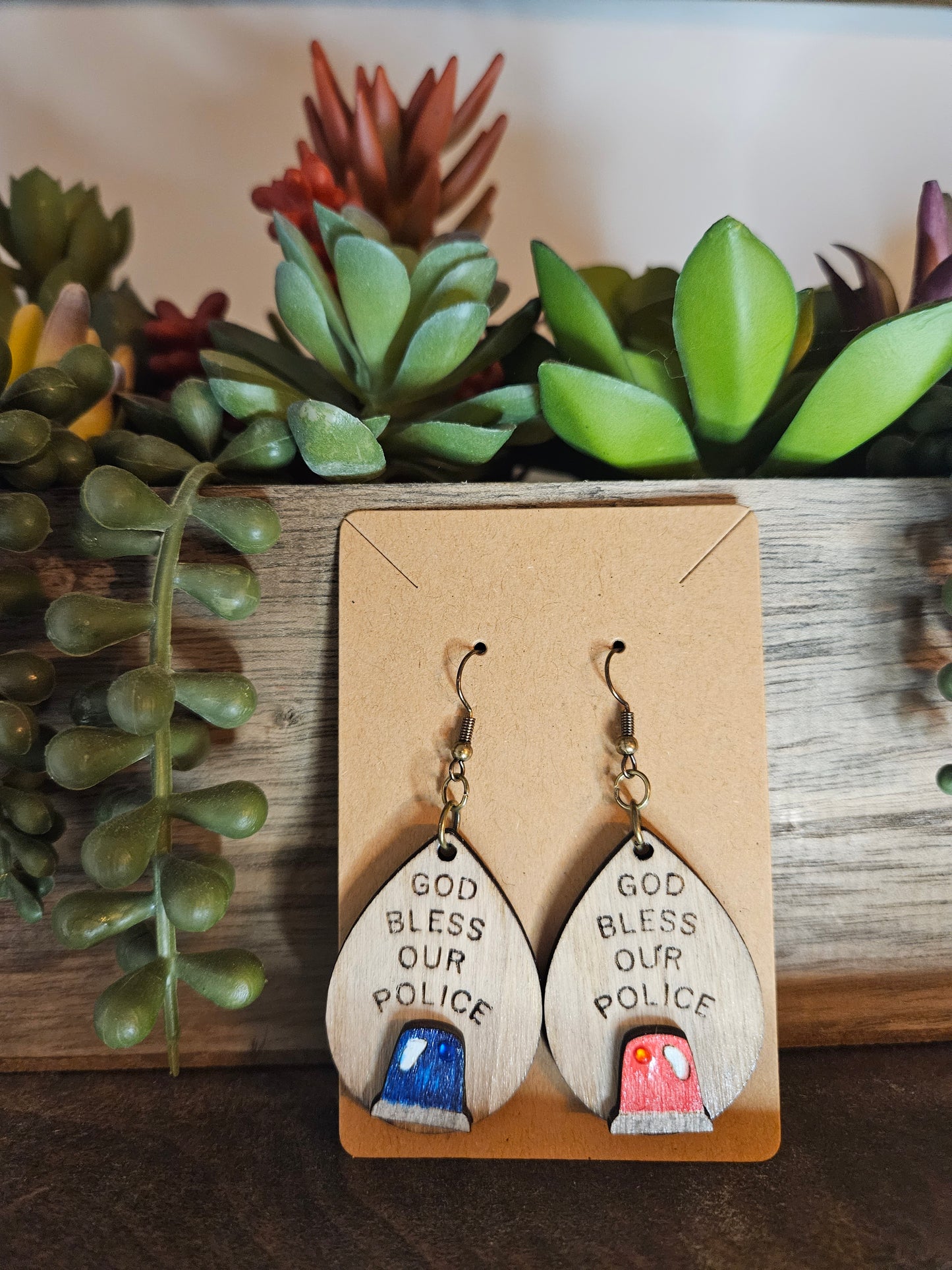 Earrings-God Bless Our Police