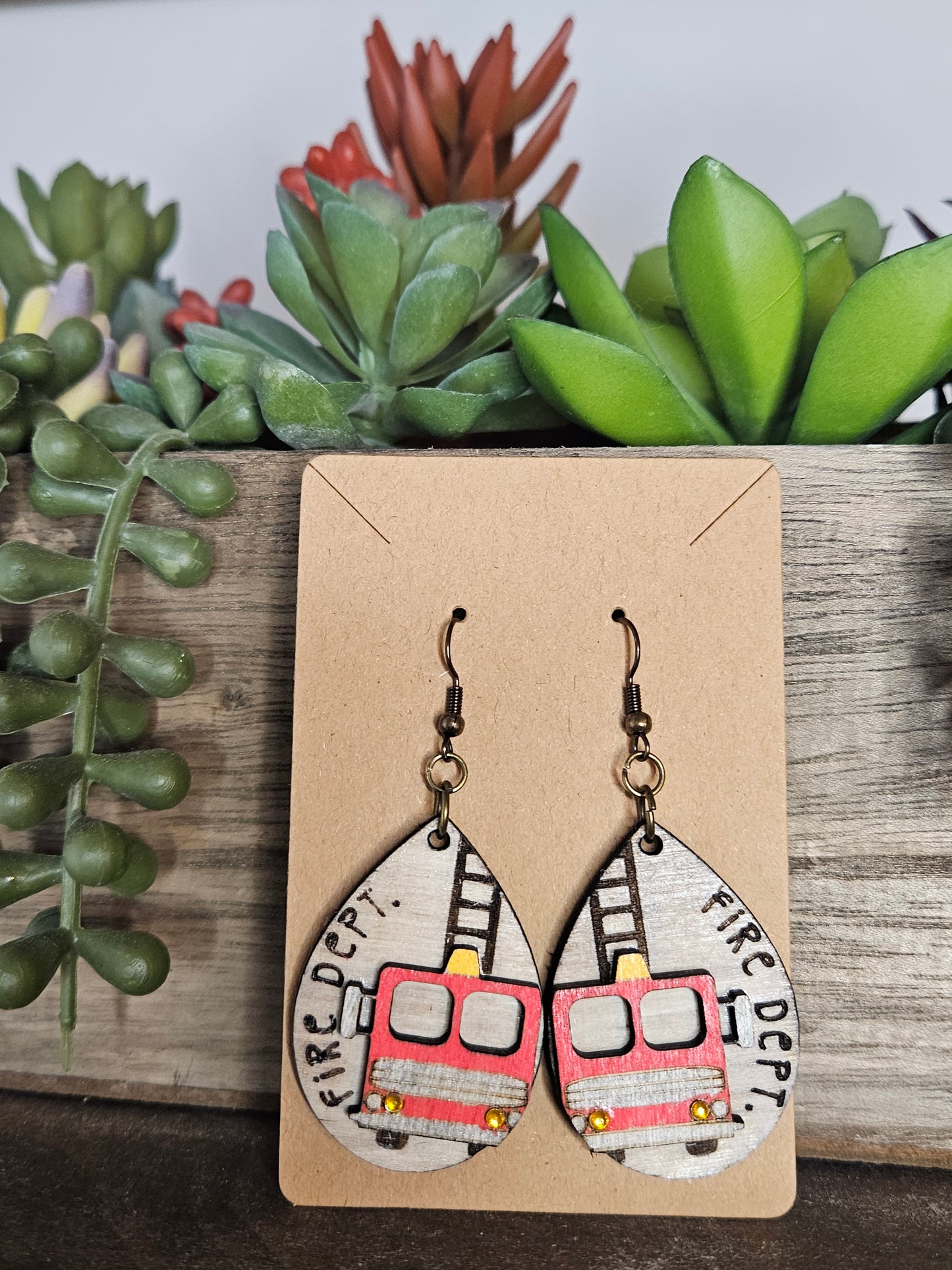 Earrings- Fire Department fire truck