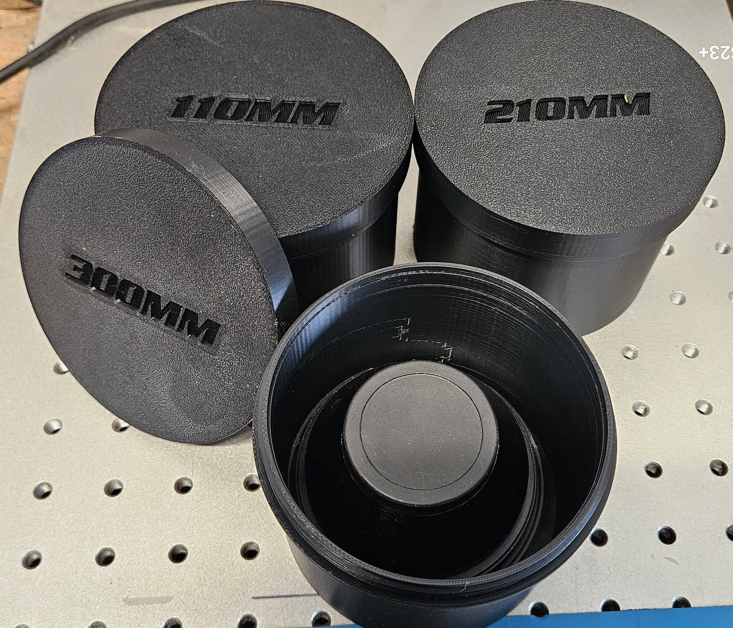 Galvo laser lens storage container