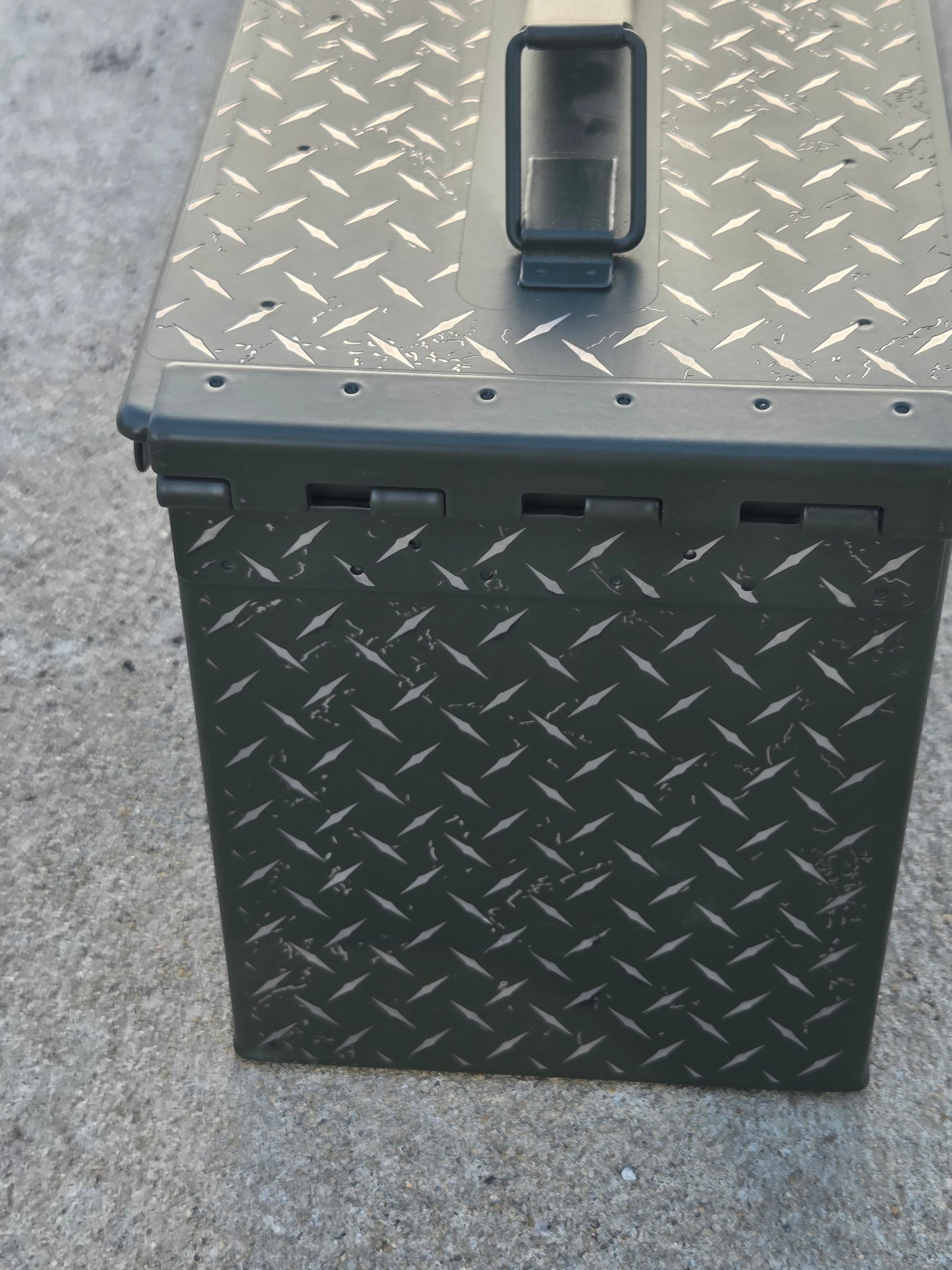 Ammo Can 50 Cal Diamond Plate with Fire Maltese